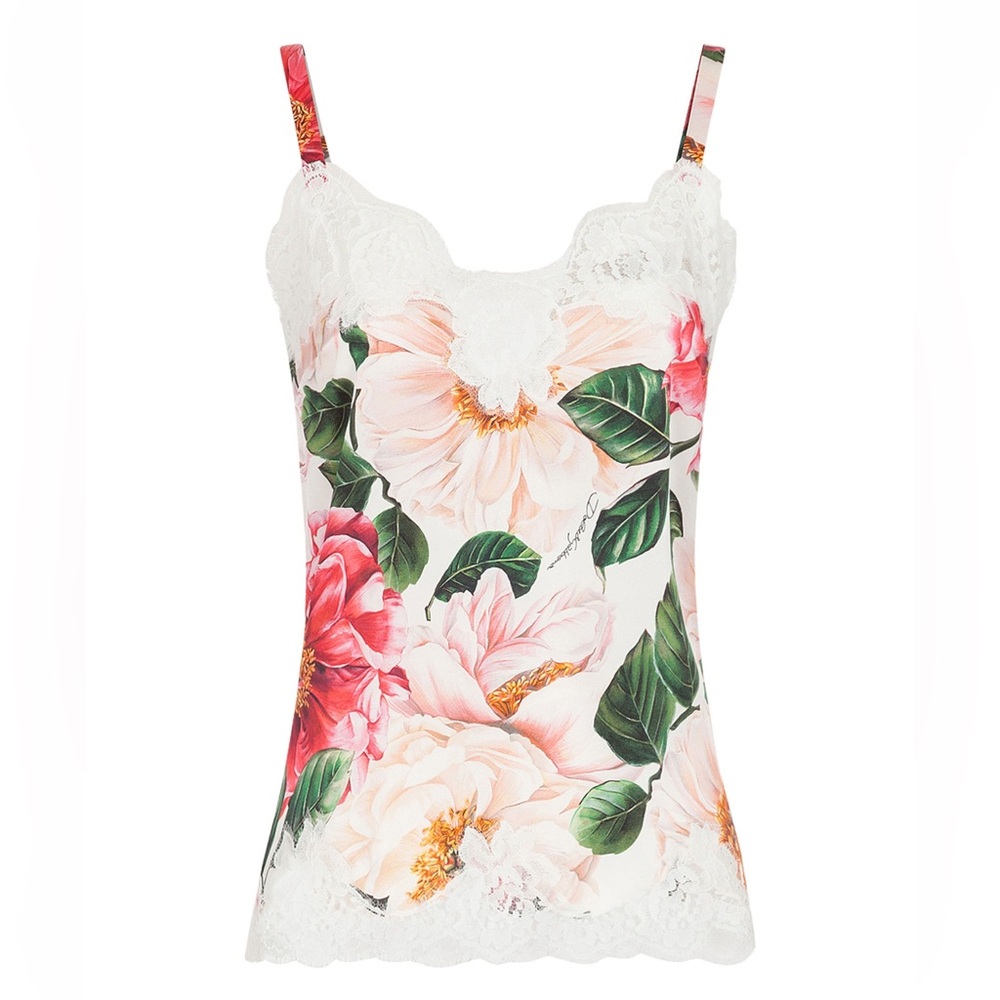Dolce and Gabbana Floral Lace Trim Camisole